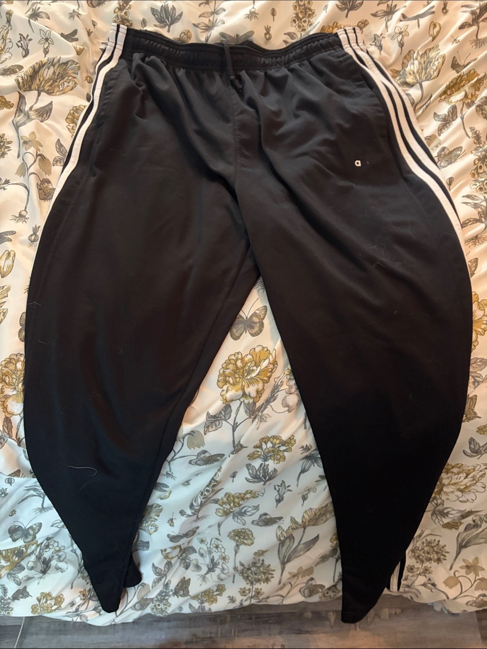 adidas Black Athletic Pants with White Logo